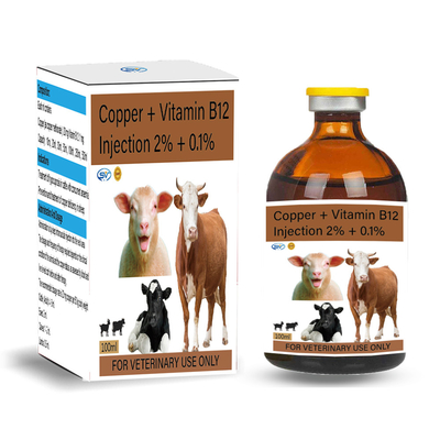 Tembaga + Vitamin B12 2% + 0,1% Obat Suntik Hewan Untuk Defisiensi Tembaga Pada Domba